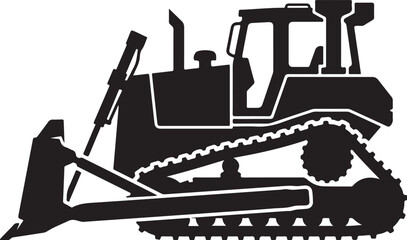 Bulldozer, heavy equipment, construction vehicle, silhouette icon © Graphic Boss