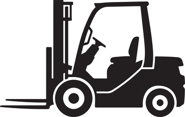 Forklift, Industrial Forklift, Warehouse Forklift, Black Vector Icon © Graphic Boss