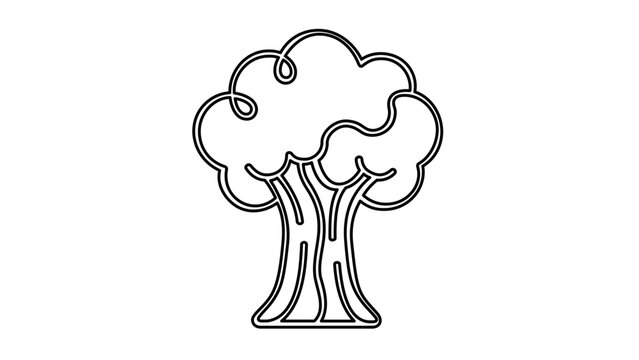 Vector illustration of a tree trunk line icon featuring a gently curved trunk profile with bark texture lines, great for arborist, garden care, and botanical app icon collections.