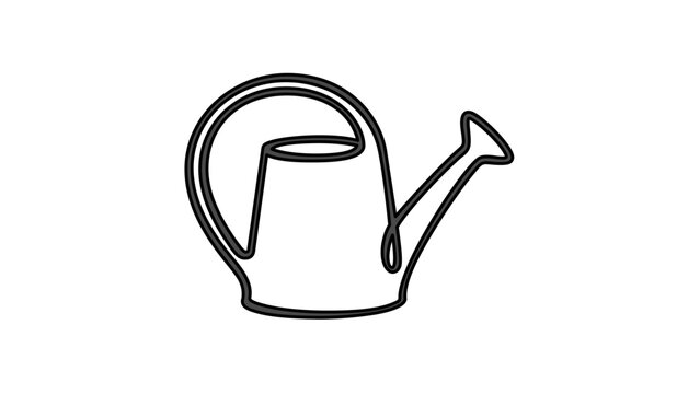 Vector illustration of a watering can line icon in a clean flat minimalist vector style featuring a classic garden can suitable for nature, gardening, and sustainability icon sets.