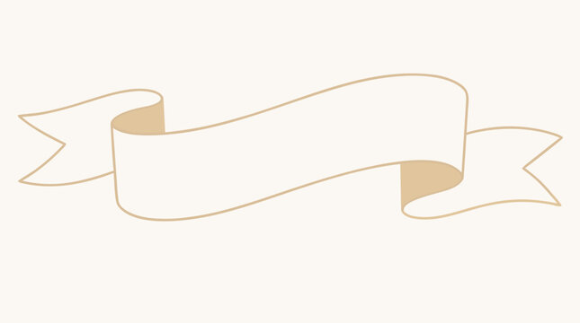 Minimalist blank white ribbon banner waving gracefully in the air for customizable text or messages on a clean light background, elegant vector illustration for marketing and advertisement.
