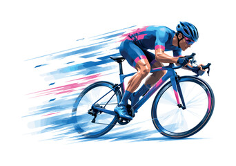 Naklejka premium Cyclist in aerodynamic pose on a racing bicycle with motion blur effect