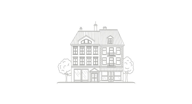 Large House with Many Windows Drawing.