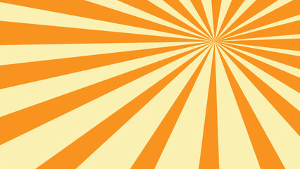 Fototapeta premium An abstract pop art illustration with dynamic yellow-orange rays radiating from the center of the composition. This sunny retro background is suitable for advertising banners, posters, and creative