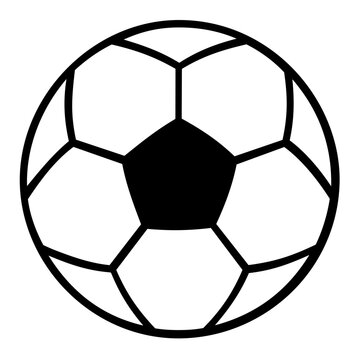 Vector illustration of a classic soccer ball line icon showcasing the well-known paneled football, applicable to sports betting apps, game platforms, and athletic merchandise.