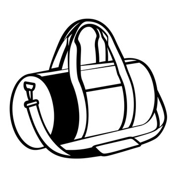 Vector illustration of a sports duffel bag line icon representing the team equipment bag essential for match days and training camps in football, applicable to sports resource and supply management.