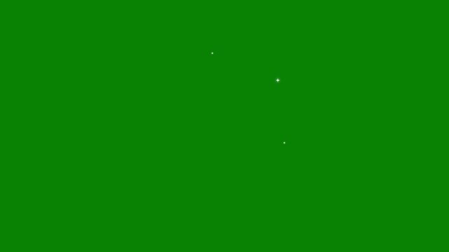 Star twinkling animation, sparkling glitter stars, festive holiday sparkle decoration, glitter line and circle effects, seamless chroma key green background, vector motion graphics overlay, 4K