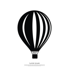 Naklejka premium Monochrome Hot Air Balloon Icon with Stripes on Transparent Isolated Background