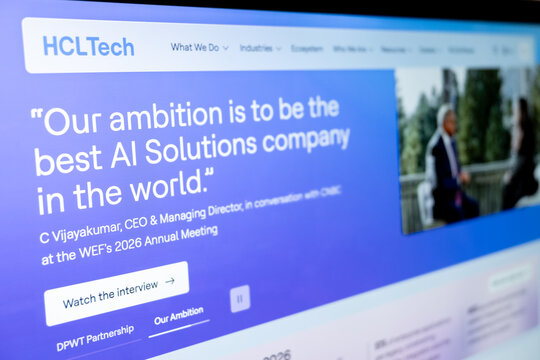 Mexico city, mexico, 05 26 2026, hcltech website displaying ambition for ai solutions leadership