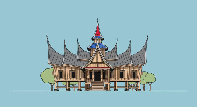 Traditional Thai Temple Roof Architecture.