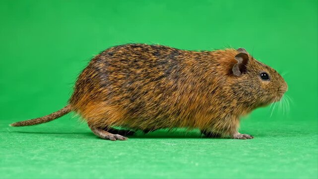 Gerbil Standing on a Green Background with Focused Expression Featuring Rodent, Small Animal, Furry with Brown and Pet Elements for Wildlife, Mammal