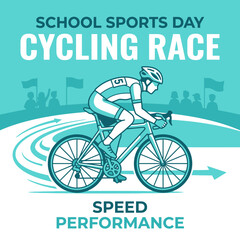 Fototapeta premium School Sports Day Cycling Race Speed Performance Illustration