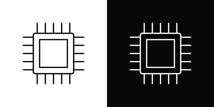 CPU icon line vector collection