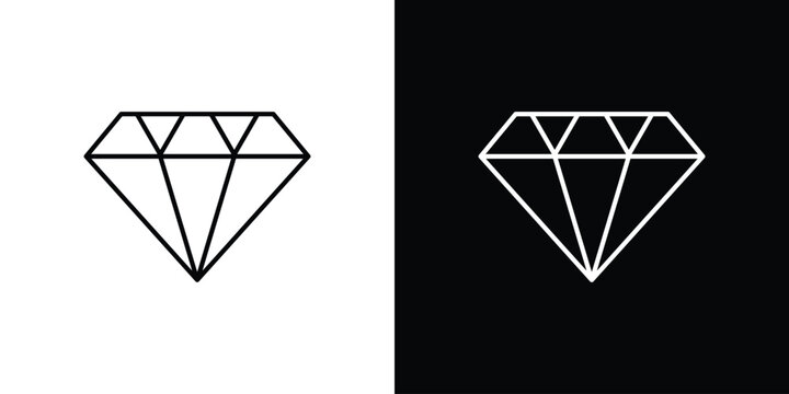Diamond icon line vector collection