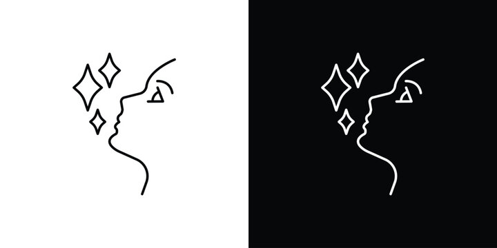 Glowing skin icon line vector collection
