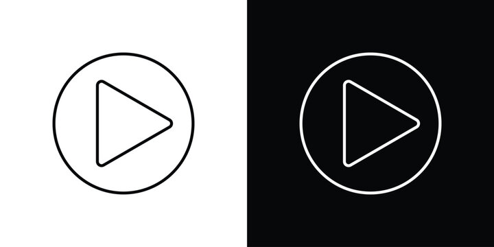 Play button icon line vector collection
