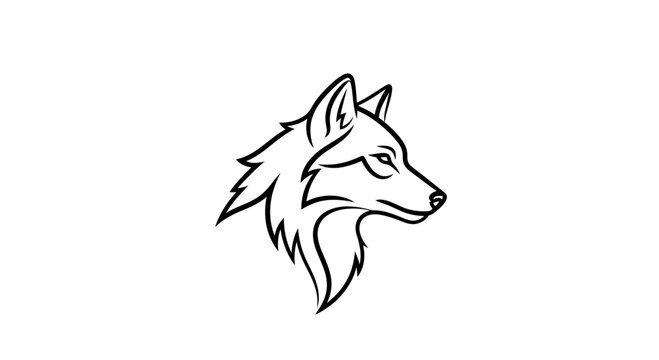Wolf head profile line art drawing.
