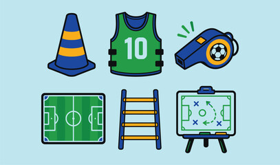 Soccer training equipment illustration set © MstArzena