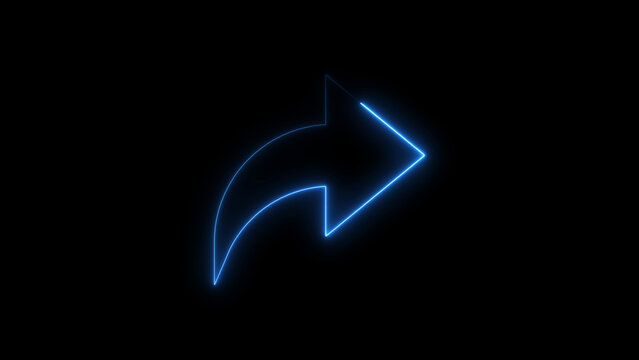 Blue neon arrow pointing right with kinked shaft s800 right pointing