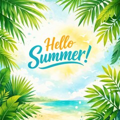 Obraz premium Tropical beach summer illustration.