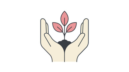 Fototapeta premium Hands Protecting Growing Plant Vector Illustration