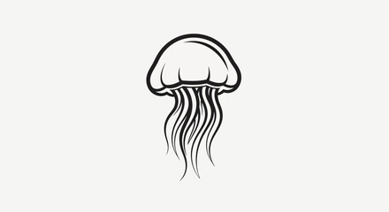 Black and white jellyfish simple drawing. © Haroh