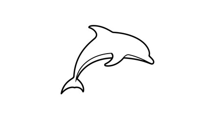 Simple line art drawing of a jumping dolphin. © Haroh