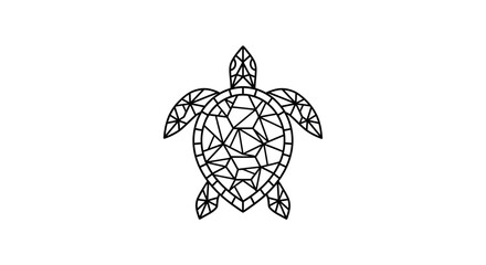 Geometric Sea Turtle Outline Drawing on White Background. © Haroh