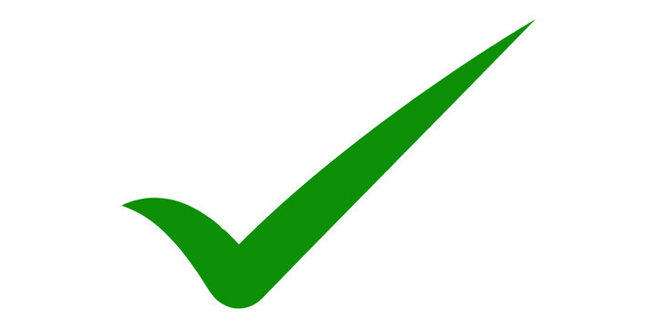Green checkmark symbol on transparent background for approval and confirmation