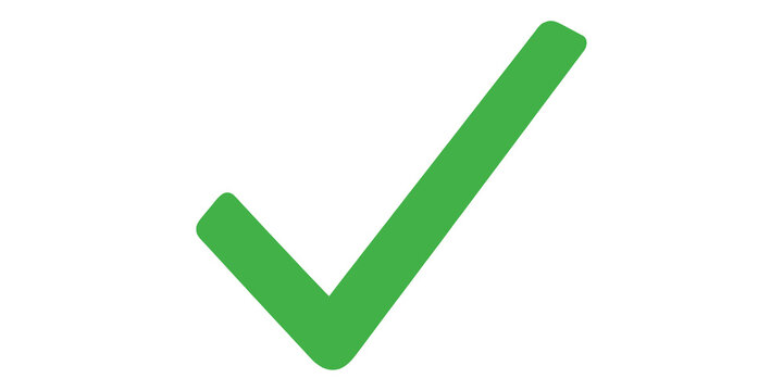 A large green check mark symbol on a transparent background used for indicating approval or confirmation