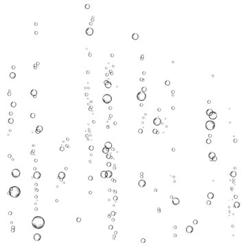 Oxygen air bubbles  flow  in water on white  background.