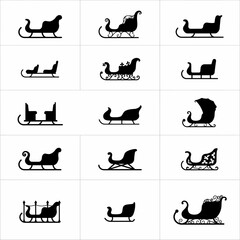 set of black silhouettes of sleigh © Mithun