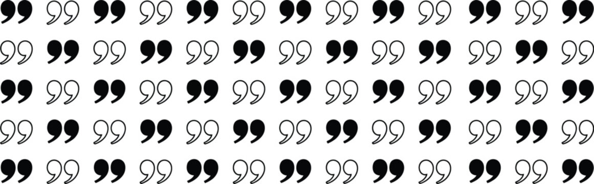Quote mark icon set, speech quotation signs and conversation symbols for UI UX websites mobile apps comments and communication platforms.