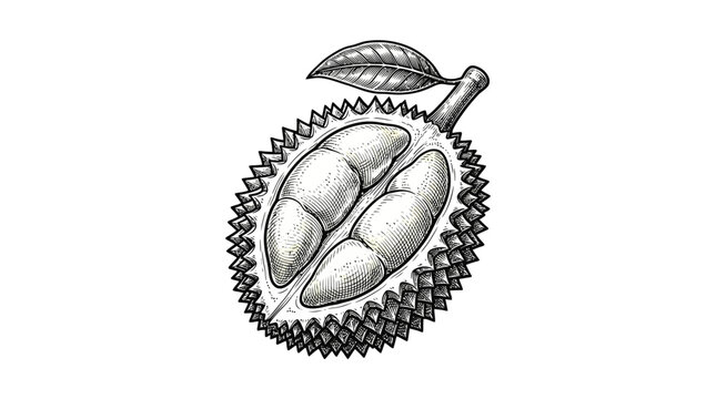 Durian Fruit Close Up Illustration.