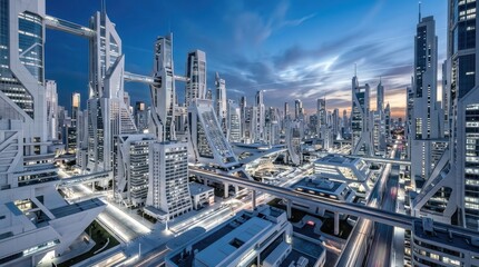 Obraz premium White abstract city block skyline with clean architectural lines, modern urban design for backdrop wallpaper surface, future