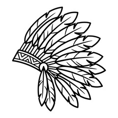 Obraz premium Feather headdress line art vector design