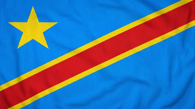 Congolese flag waving proudly, symbolizing hope, unity, and strength through star and diagonal stripe design&hellip;