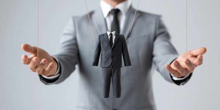Photo of businessman on marionette strings