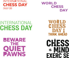 Fototapeta premium Chess day typographic designs in varied colors on white background
