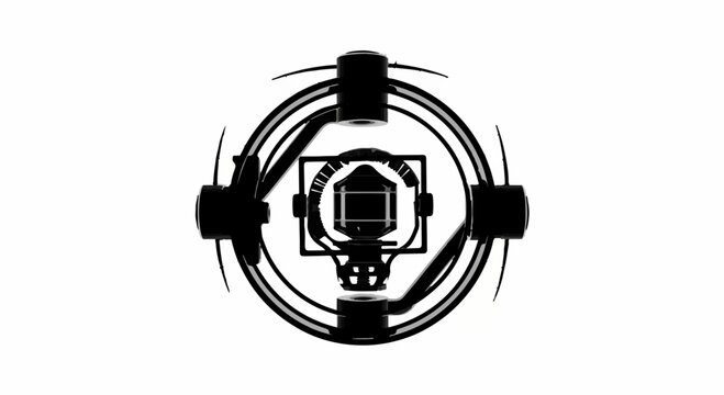 Futuristic drone surveillance system with targeting reticle, symbolizing advanced technology and monitoring.