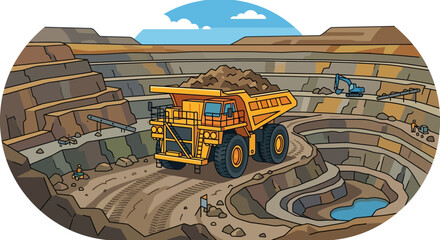 Large Yellow Mining Dump Truck Vehicle. © siti
