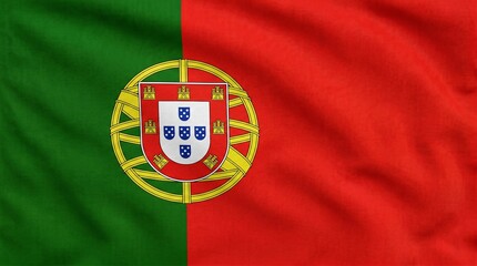 Obraz premium Portuguese flag waving proudly, symbolizing exploration, heritage, and unity through colors and coat of arms…