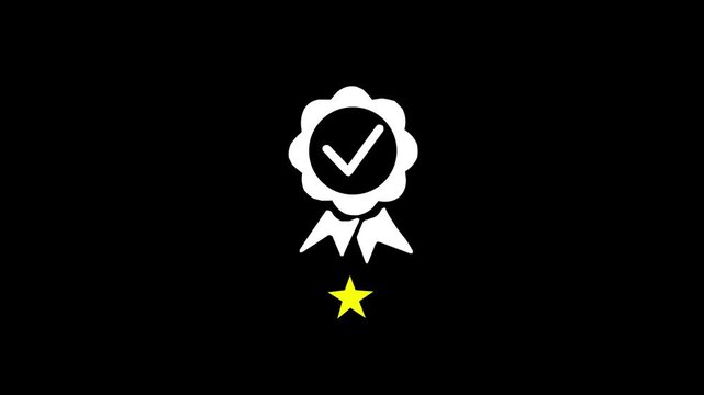 Businessman presenting quality assurance badge with one star rating and approval check mark above customer satisfaction, service excellence, trust, feedback.4k motion video Animation.