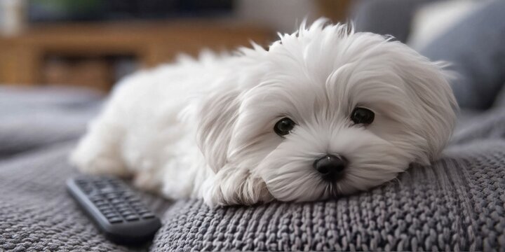 Photo of puppy watching tv