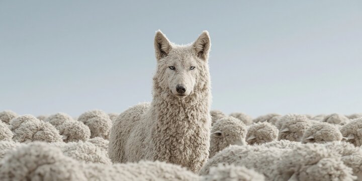 wolf in sheep's clothing - wolf with sheep's wool in disguise