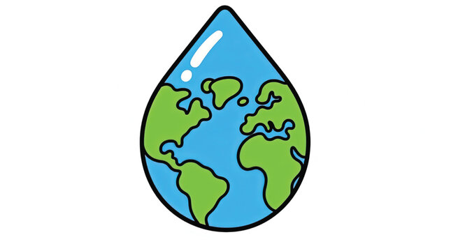 Earth Globe in a Water Drop.