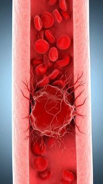 Detailed Medical Illustration of Deep Vein Thrombosis Featuring Blood Clot Within Human Blood Vessel for Health and Medical Education