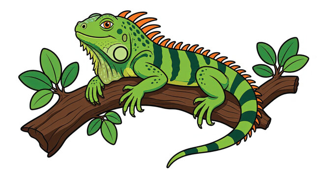 Green Iguana on a Branch.