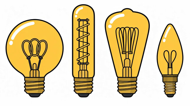 Four Different Types of Light Bulbs.