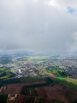 Aerial View of the Countryside Northeast of Paris, France in Spring